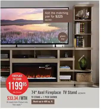 The Brick Axel 74 Modern Electric Fireplace TV Stand with Storage and Cable Management for TVs up to 85- Taupe offer