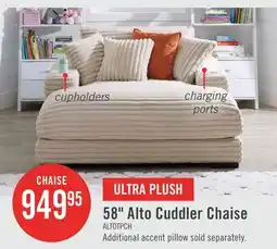 The Brick Alto 58 Ultra Plush Faux Fur Fabric Chaise Lounge with Dual Cupholders and USB Port - Taupe offer