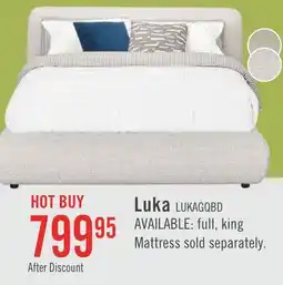 The Brick Luka Upholstered Platform Bed in Grey Polyester Fabric, Modern - Queen Size offer