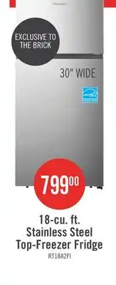 The Brick Hisense 30 18 Cu. Ft. Top-Mount Refrigerator - Stainless Steel - RT18A2FID offer