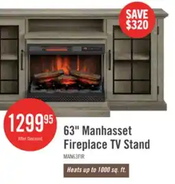 The Brick Manhasset 63 Electric Fireplace TV Stand with Storage for TVs up to 70 - Valley Pine offer