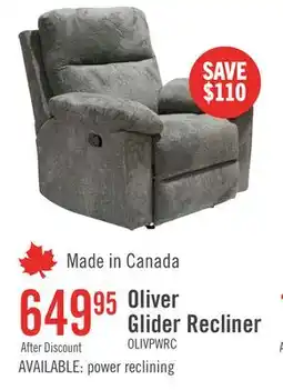 The Brick Made in Canada Oliver 40 Chenille Fabric Glider Reclining Chair - Addison Pewter Grey offer