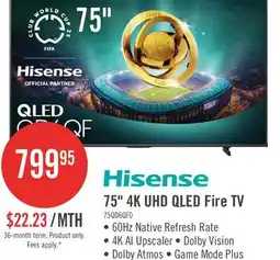 The Brick HISENSE 75 QD6QF QLED 4K UHD Smart Fire TV (75QD6QF) offer
