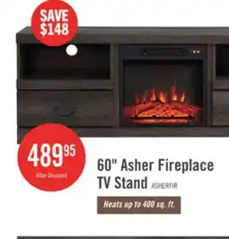The Brick Asher 60 Rustic Electric Fireplace TV Stand with Storage & Cable Management for TVs up to 65- Bro offer