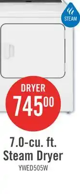 The Brick Whirlpool 7 Cu. Ft. Electric Dryer with Steam00 - White - YWED5050LW offer