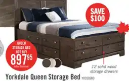 The Brick Yorkdale 12-Drawer Platform Bed with Headboard & Storage Frame, Made in Canada, Grey - Queen Size offer