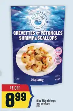 Marché Adonis Blue Tide shrimps and scallops offer