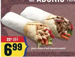Marché Adonis Adonis chicken or beef shawarma sandwich offer