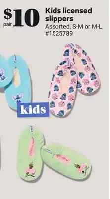 Giant Tiger Kids licensed slippers offer