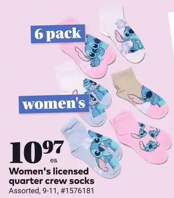 Giant Tiger Women's licensed quarter crew socks offer