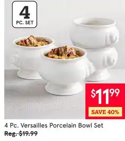 Kitchen Stuff Plus 4 Pc. Versailles Porcelain Bowl Set offer