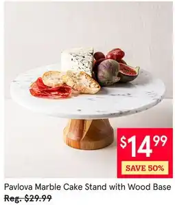 Kitchen Stuff Plus Pavlova Marble Cake Stand with Wood Base offer