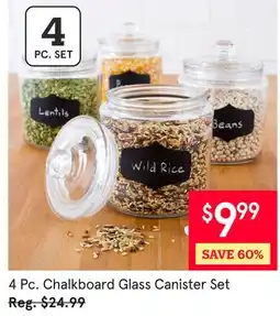 Kitchen Stuff Plus 4 Pc. Chalkboard Glass Canister Set offer