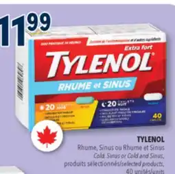 Familiprix TYLENOL, Cold, Sinus or Cold and Sinus, selected products, 40 units offer