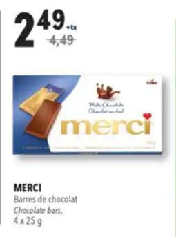 Familiprix MERCI, Chocolate bars, 4 x 25 g offer