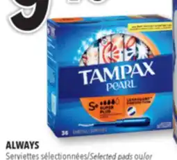 Familiprix ALWAYS, Selected pads offer