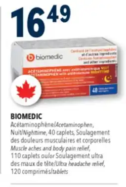 Familiprix Biomedic nighttime acetaminophen caplets with antihistamine for adults 40un offer