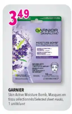 Familiprix GARNIER, Skin Active Moisture Bomb, Masques en tissu Selected sheet masks, 1 unit offer