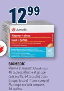 Familiprix Biomedic combo day/night cold and sinus relief caplets 20un offer
