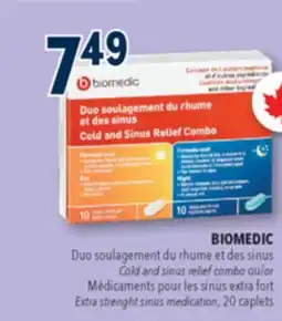Familiprix BIOMEDIC, Cold and sinus relief combo or Extra strenght sinus medication, 20 caplets offer