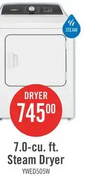 The Brick Whirlpool 7 Cu. Ft. Electric Dryer with Steam - White - YWED5050LW offer