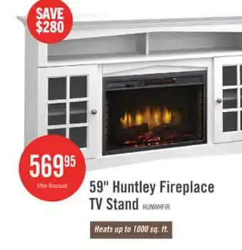The Brick Huntley 59 Electric Fireplace TV Stand with Storage and Cable Management for TVs up to 65- White offer