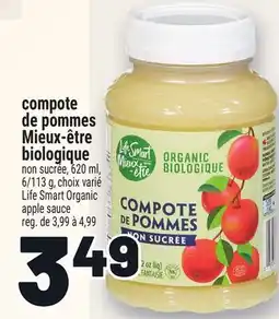 Metro COMPOTE DE POMMES MIEUX‑ÊTRE BIOLOGIQUE | LIFE SMART ORGANIC APPLE SAUCE offer