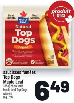Metro SAUCISSES FUMÉES TOP DOGS MAPLE LEAF | MAPLE LEAF TOP DOGS WIENERS offer