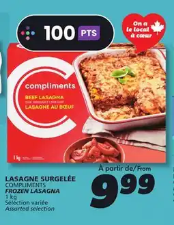 IGA COMPLIMENTS FROZEN LASAGNA offer