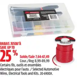 Canadian Tire MotoMaster Selected Automotive Wires, Electrical Tools and Kits offer