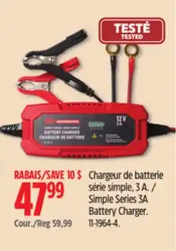 Canadian Tire MotoMaster Simple Series 3A Battery Charger offer