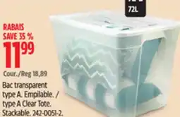Canadian Tire type A Clear Tote. Stackable offer