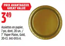 Canadian Tire 7˝ Paper Plates, Gold, 20-Ct offer