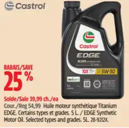 Canadian Tire Castrol EDGE Synthetic Motor Oil offer