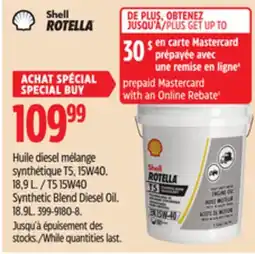 Canadian Tire Shell Rotella T5 15W40 Synthetic Blend Diesel Oil offer