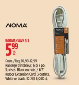 Canadian Tire 6´7˝ Indoor Extension Cord. 3 outlets. White or black offer
