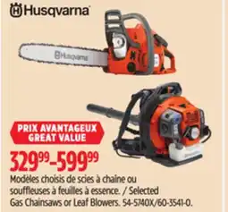 Canadian Tire Husqvarna Selected Gas Chainsaws or Leaf Blowers offer