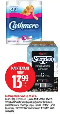 Canadian Tire Sponge Paper Towels, Scotties Facial Tissues or Cashmere Bathroom Tissue offer
