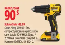 Canadian Tire DEWALT 20V MAX Brushless Compact 1⁄2˝ Hammer Drill Kit offer