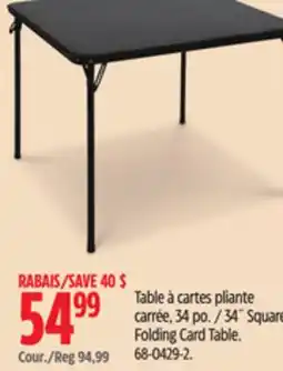 Canadian Tire 34˝ Square Folding Card Table offer
