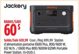 Canadian Tire E600 Plus 800/1600W 632Wh Portable Power Station Jackery offer