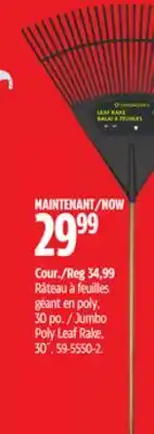 Canadian Tire Jumbo Poly Leaf Rake, 30˝ offer