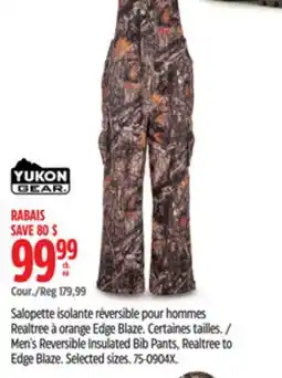 Canadian Tire Yukon Gear Men's Reversible Insulated Bib Pants offer