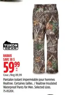 Canadian Tire Yukon Gear Realtree Insulated Waterproof Pants for Men offer