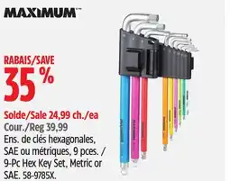 Canadian Tire Maximum 9-Pc Hex Key Set, Metric or SAE offer