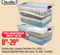 Canadian Tire Sterilite Selected ClearView Totes with Latch offer