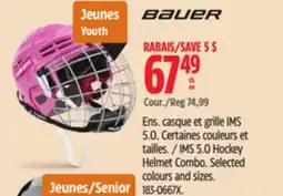 Canadian Tire Bauer IMS 5.0 Hockey Helmet Combo offer