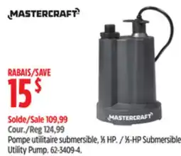 Canadian Tire Mastercraft 1⁄3-HP Submersible Utility Pump offer