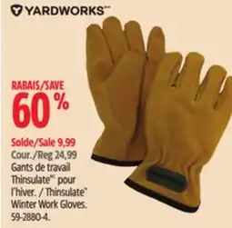 Canadian Tire Yardworks Thinsulate Winter Work Gloves offer
