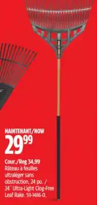 Canadian Tire Yardworks 24˝ Ultra-Light Clog-Free Leaf Rake offer